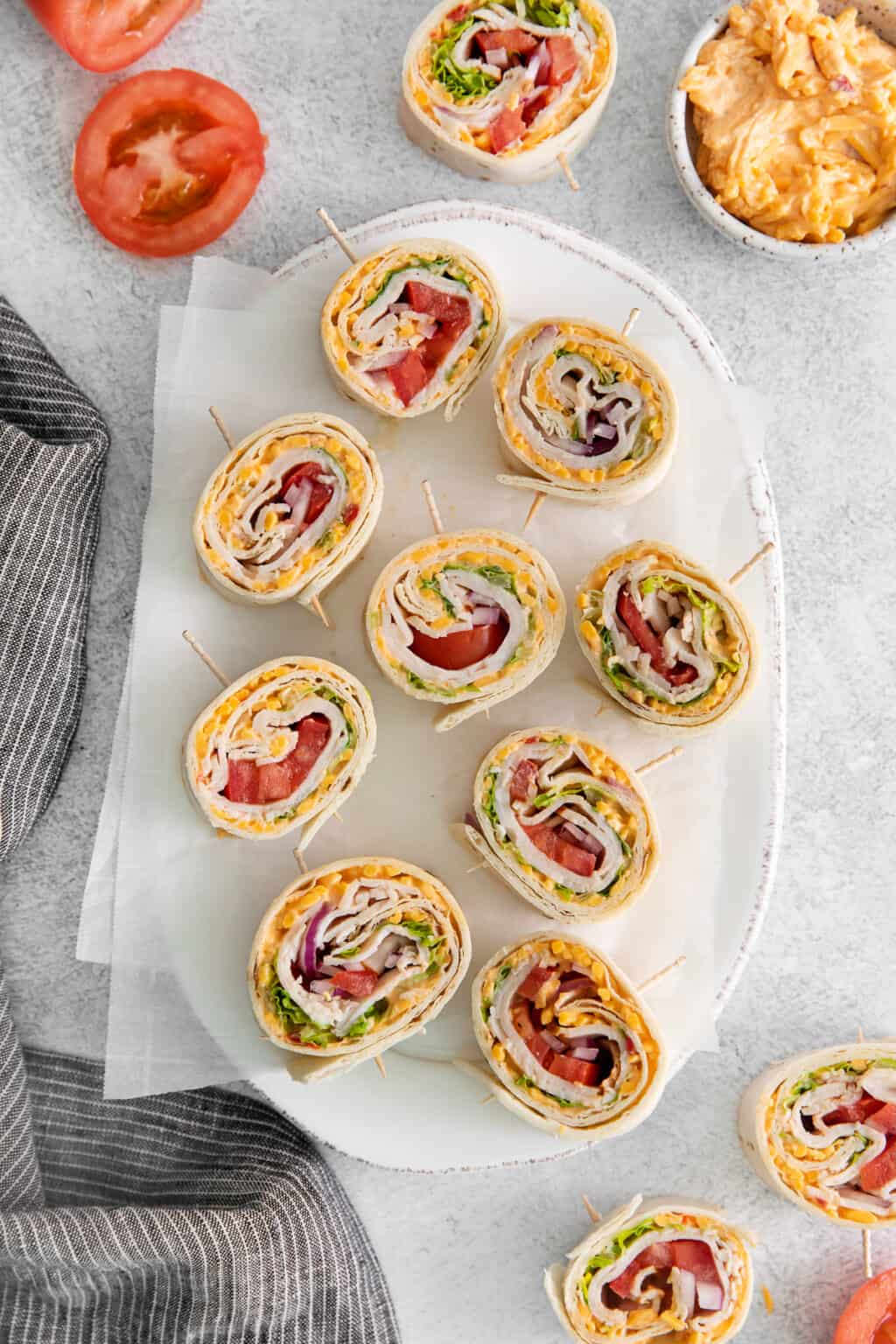 Pimento Cheese Pinwheels with Turkey - The Cheese Knees