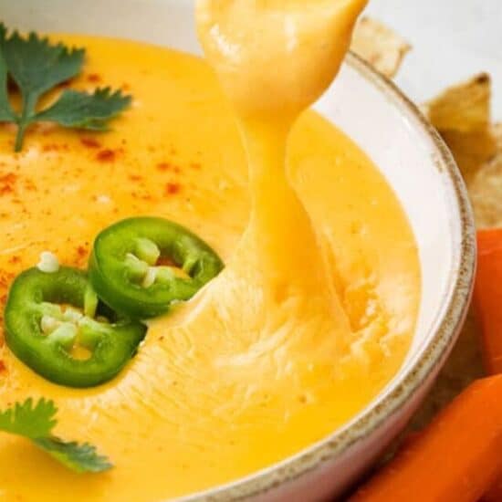 nacho cheese sauce in bowl.