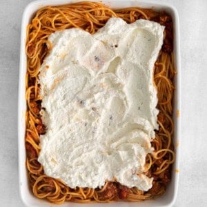 ricotta on spaghetti.