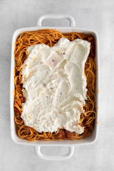 ricotta on spaghetti.