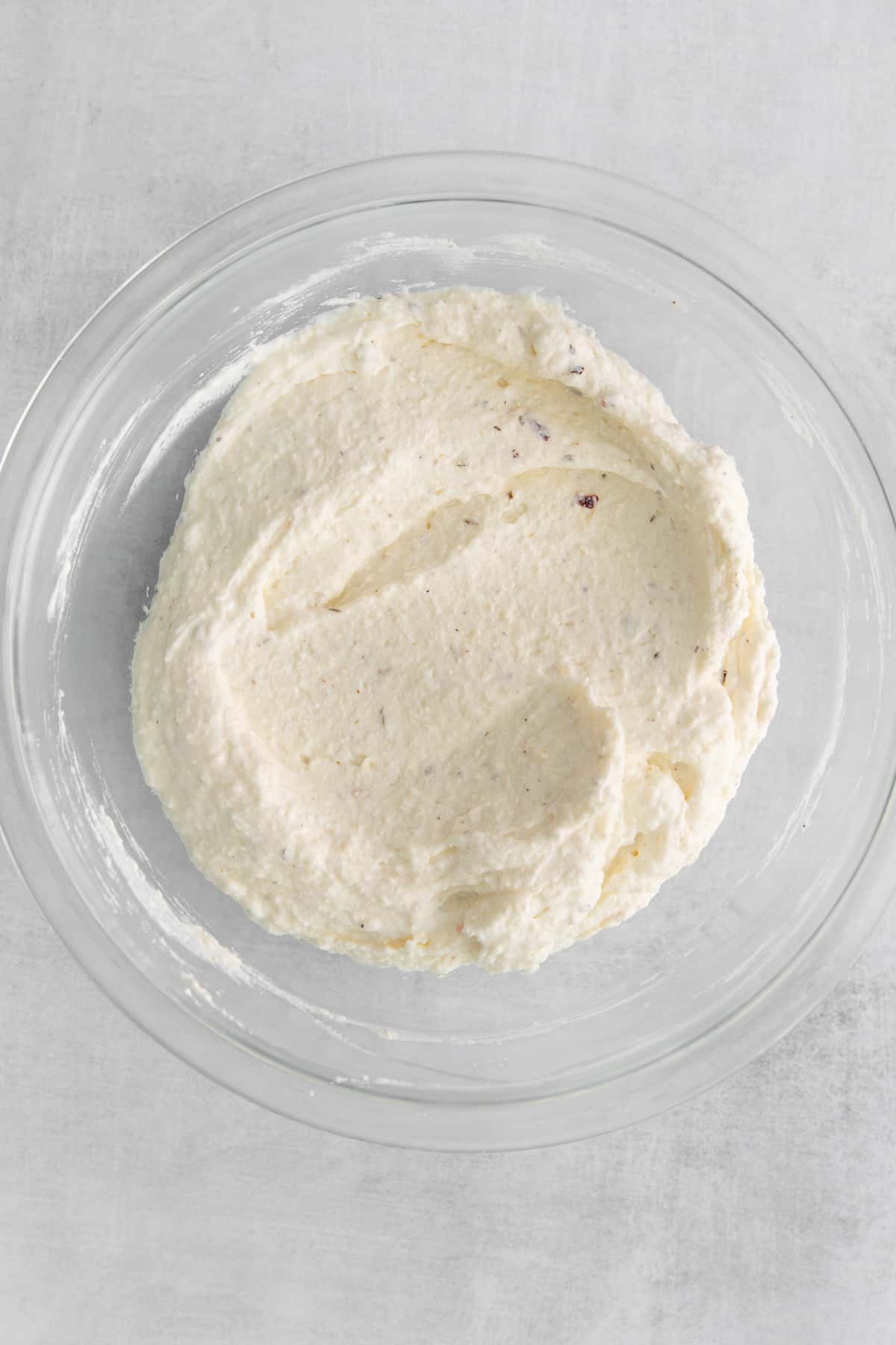 cream cheese and ricotta cheese in bowl.