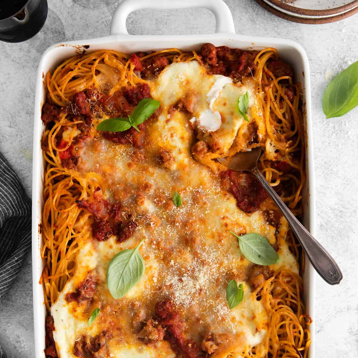 Baked Spaghetti with Cream Cheese - The Cheese Knees