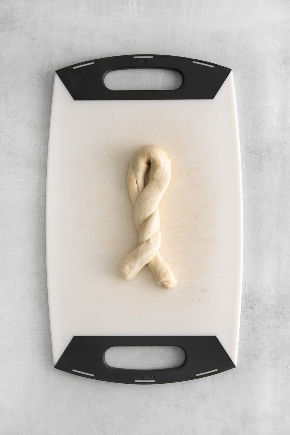 Twisted dough for parmesan garlic knots. 