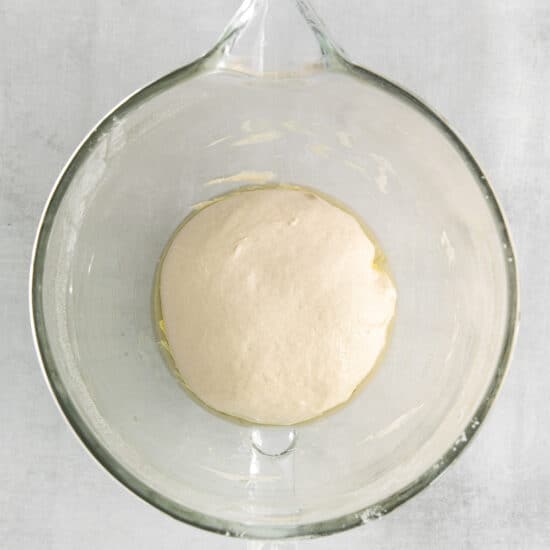 Dough in a greased bowl.