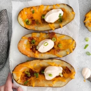 Potato skins on a platter.