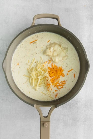 cheese sauce in pan.