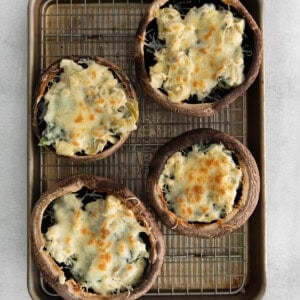 Stuffed mushrooms with broiled mozzarella on top.