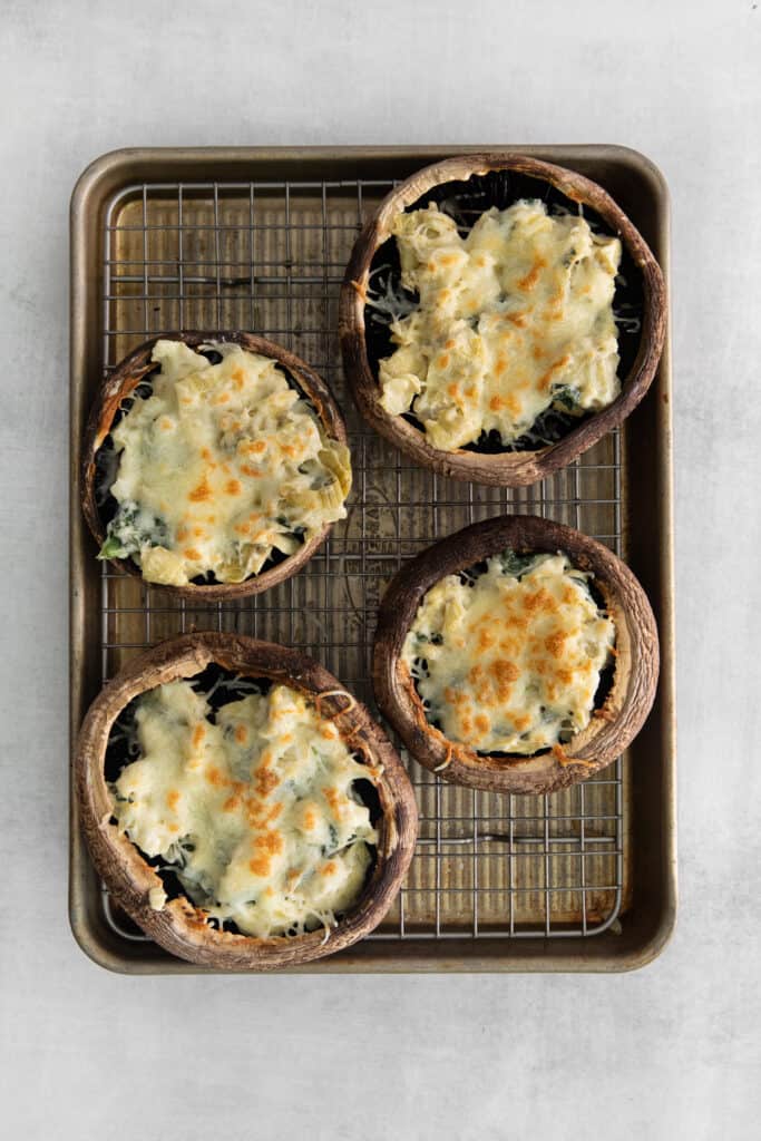 Stuffed mushrooms with broiled mozzarella on top.