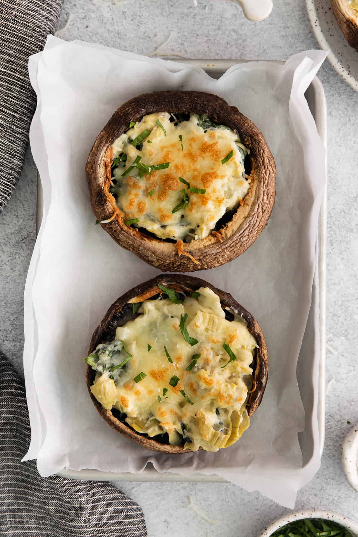 Spinach Artichoke Stuffed Mushrooms - The Cheese Knees