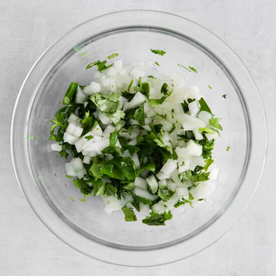 cilantro and onion in bowl.