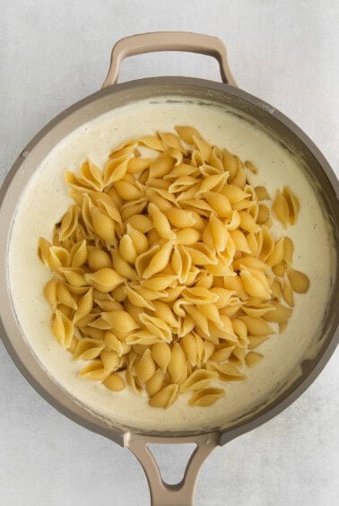 Truffle mac and cheese with shell noodles.