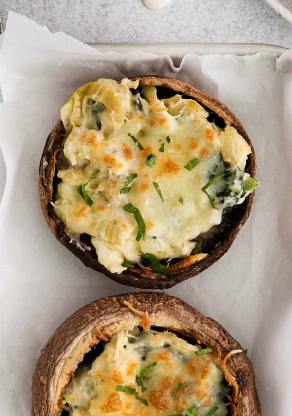 Spinach Artichoke Stuffed Mushrooms