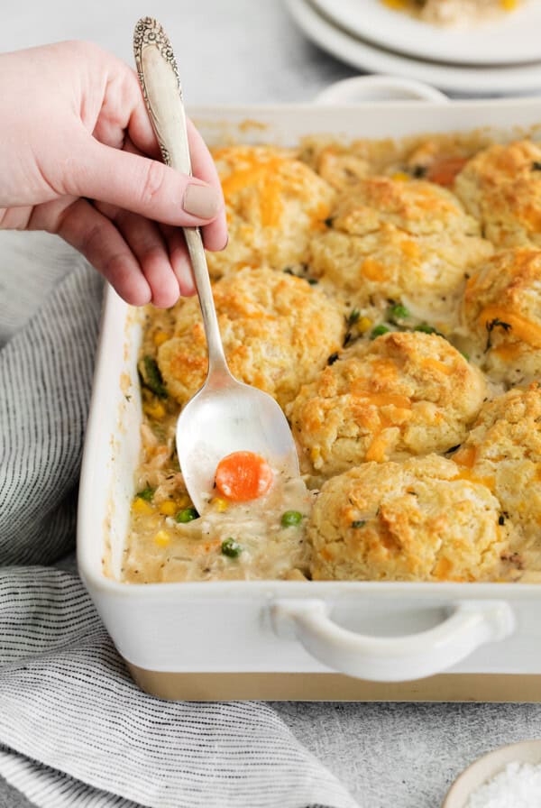 pot pie in casserole dish.