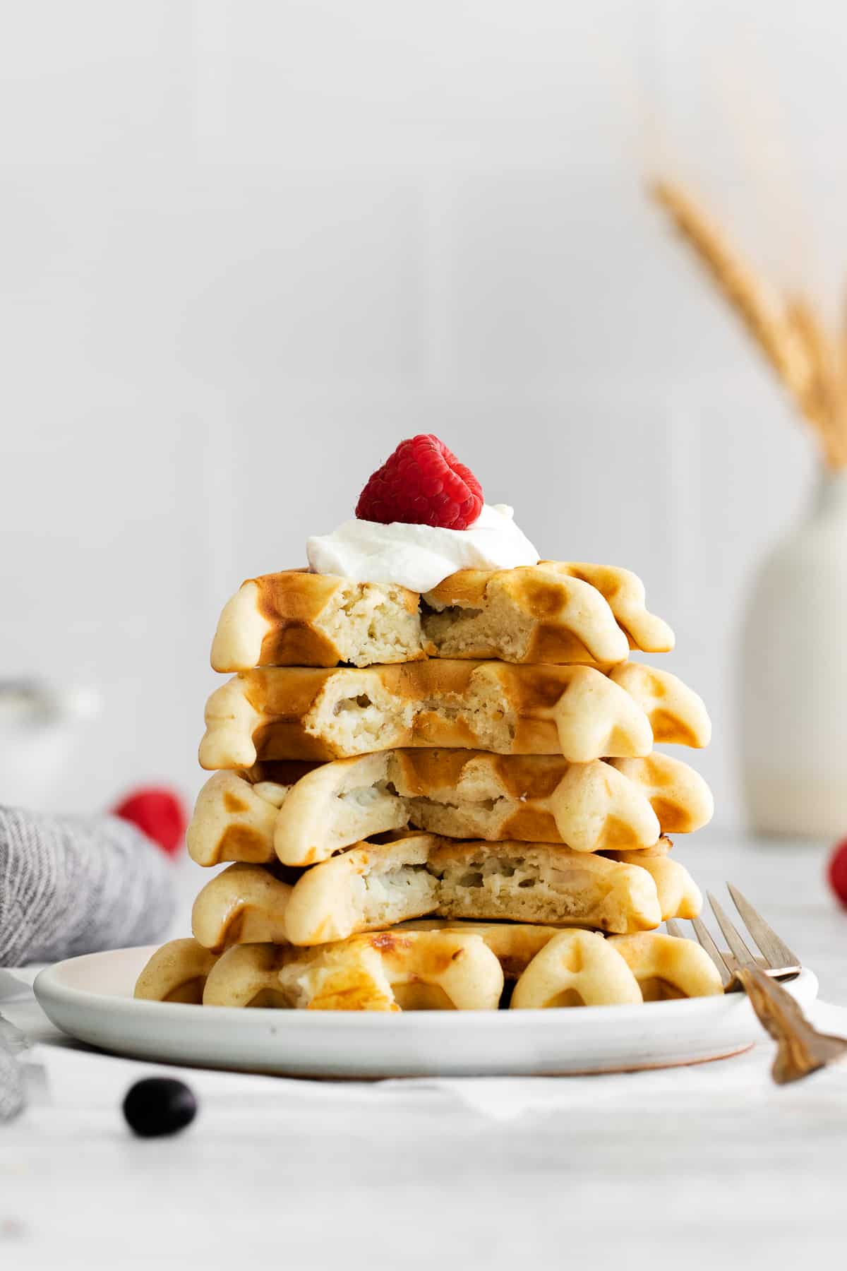 stack of cream cheese waffles.