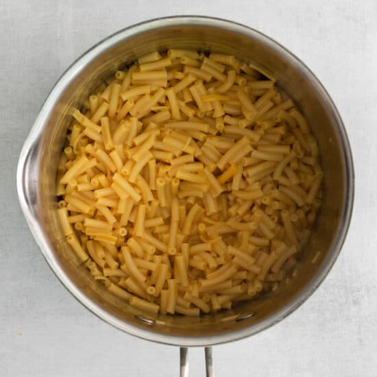 mac and cheese in pot.
