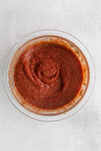 pizza sauce in bowl.