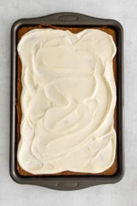 a pan with a white icing on it.