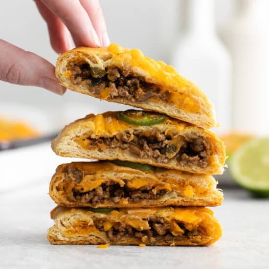 Taco pockets stacked on top of each other.