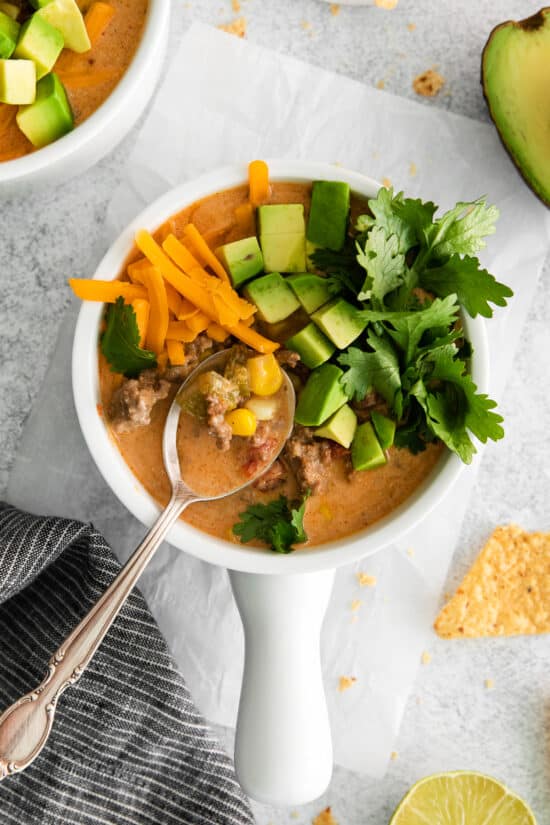 Creamy Taco Soup - The Cheese Knees