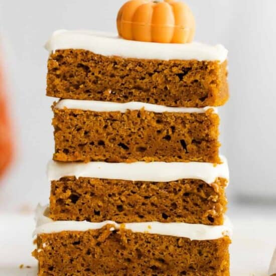 Pumpkin bars with cream cheese frosting.