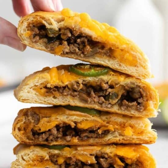 Taco pockets stacked on top of each other.