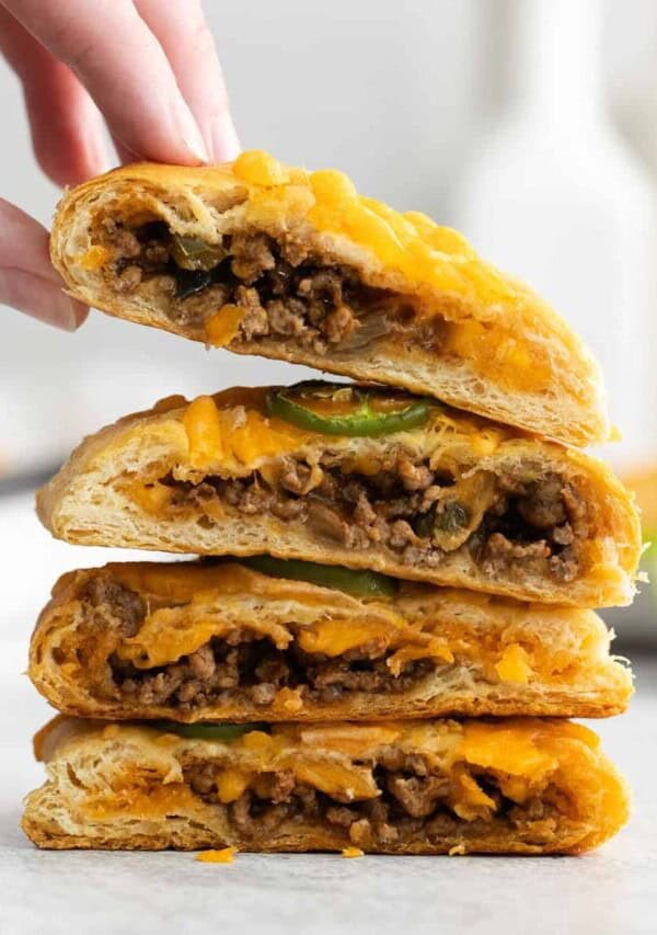 Taco pockets stacked on top of each other.