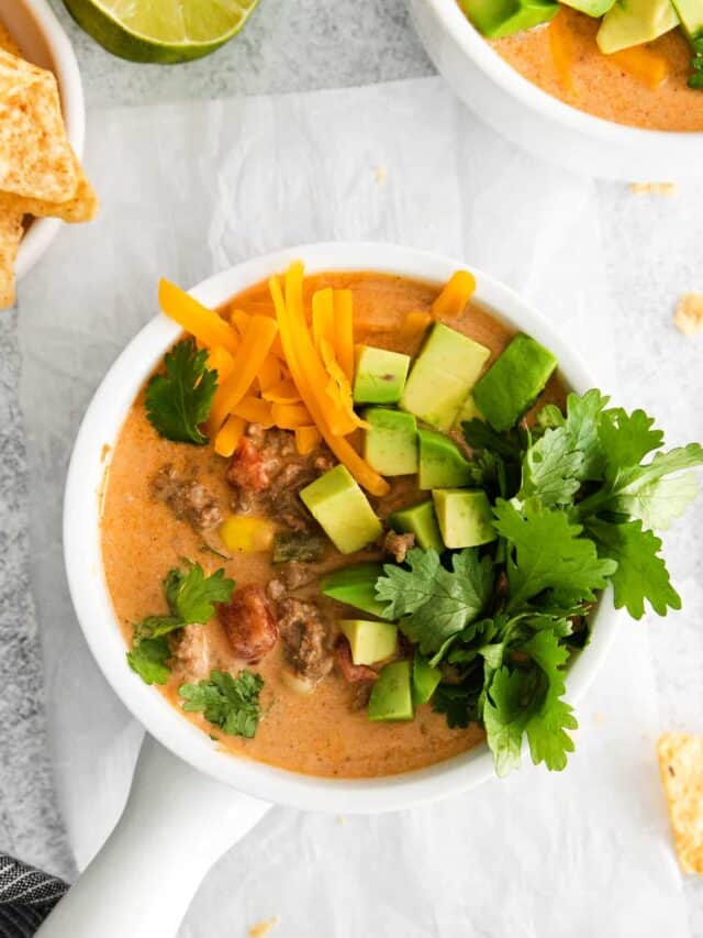 Creamy Taco Soup - Cheese Knees