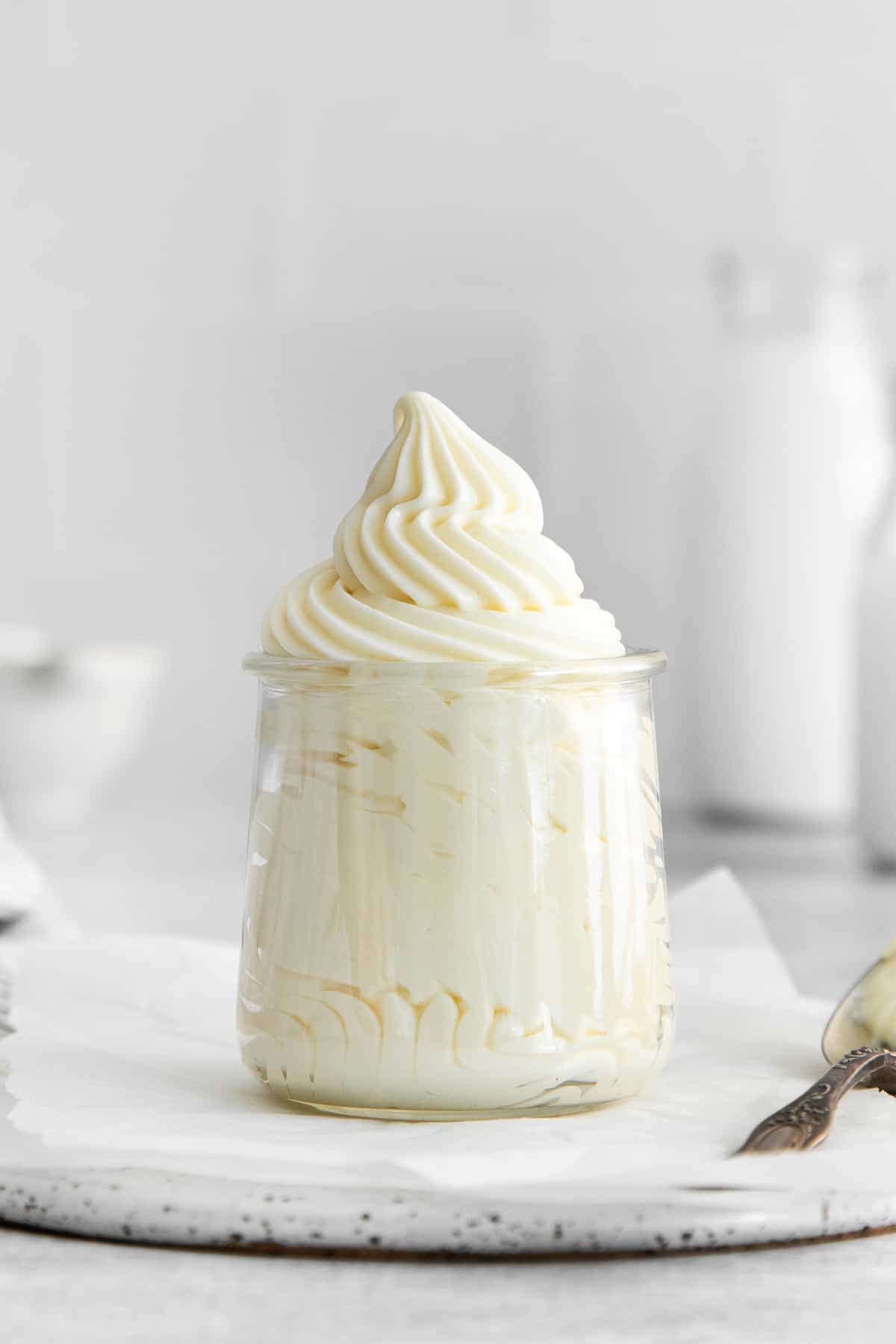Whipped cream cheese frosting in a jar. 
