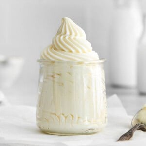 Whipped cream cheese frosting in a jar.