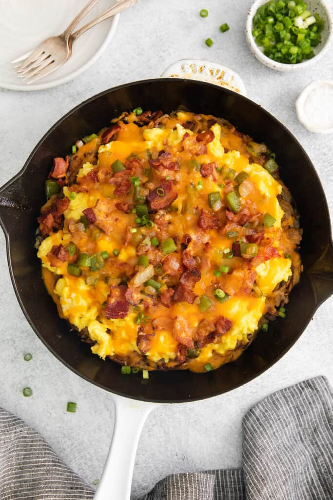 Breakfast Pizza with Hash Brown Crust - The Cheese Knees