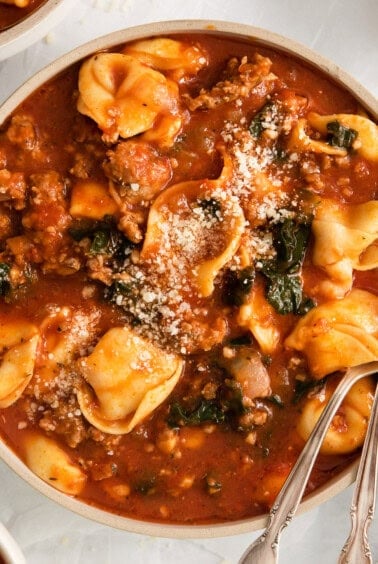 Cheese tortellini soup.