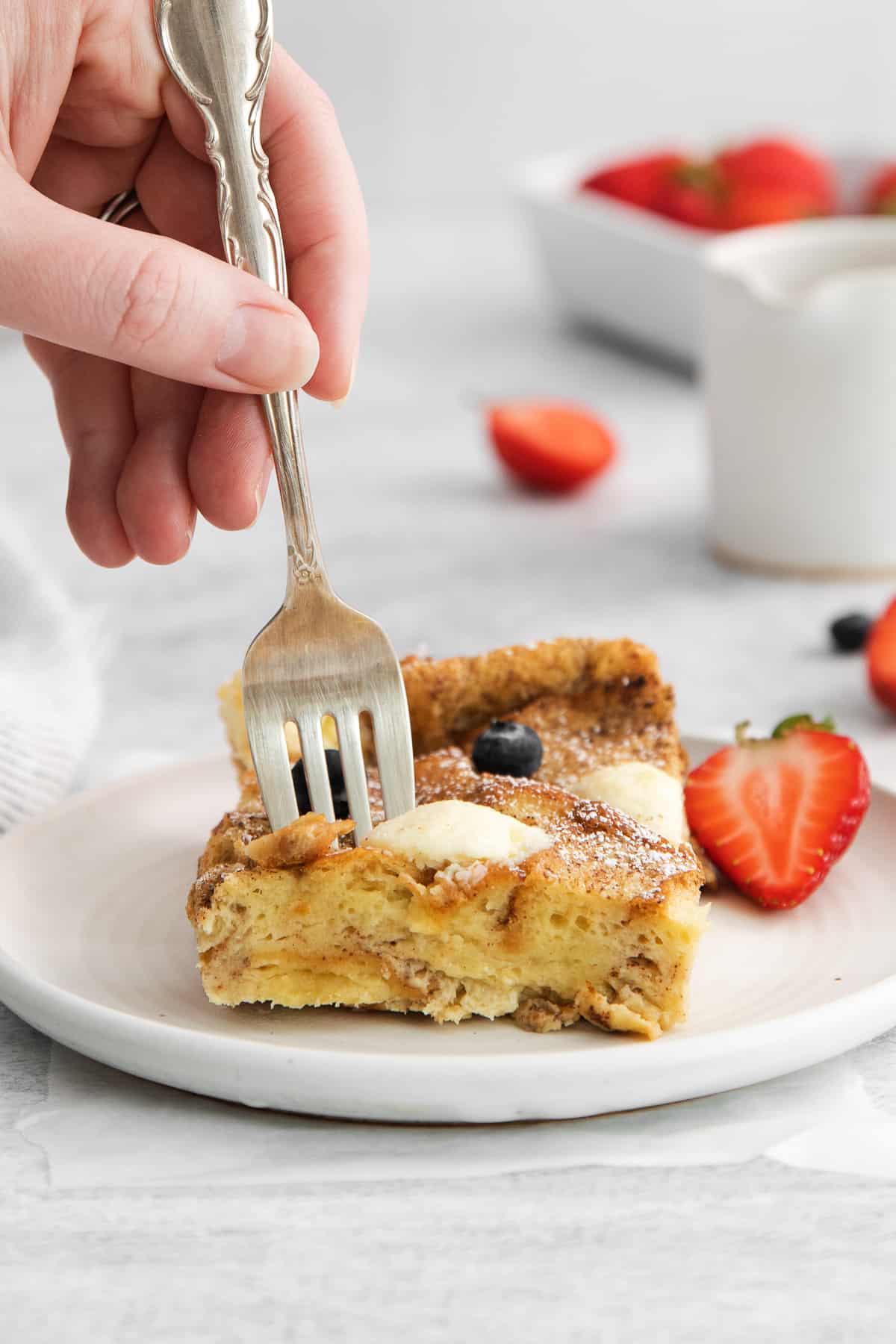 slice of French toast casserole.