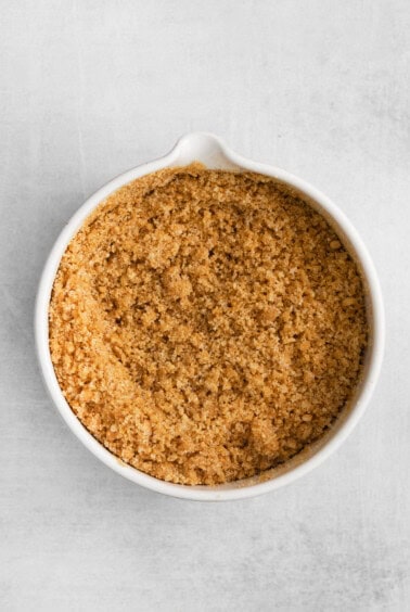 Graham cracker crumbs in a bowl.