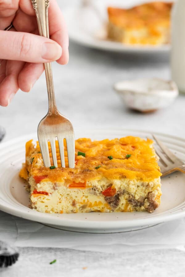 slice of egg casserole.