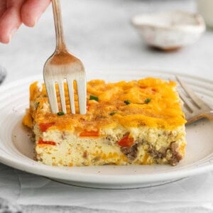 slice of egg casserole.