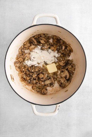 making sauce in pan.