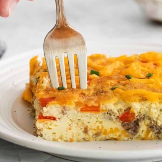 slice of egg casserole.