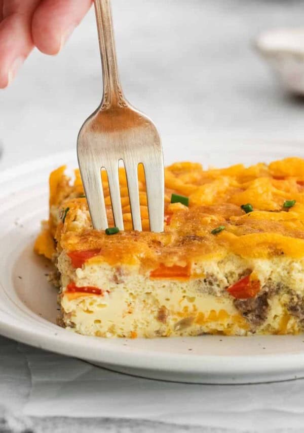 slice of egg casserole.