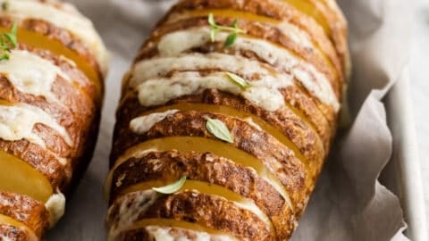 Air Fryer Loaded Hasselback Potatoes - A Family Feast®