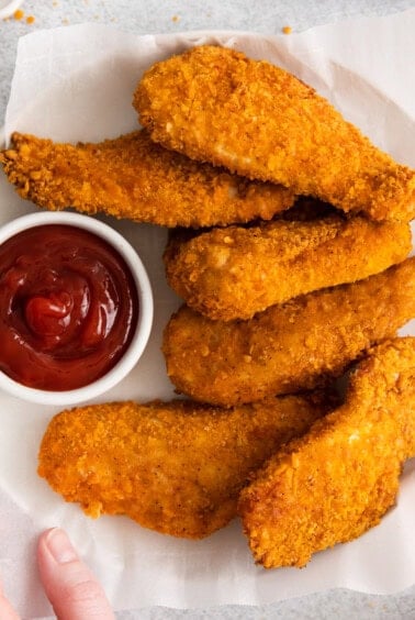 Cheez-it breaded chicken fingers.