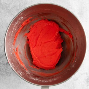 mint dough in mixer.