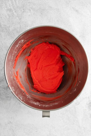 mint dough in mixer.