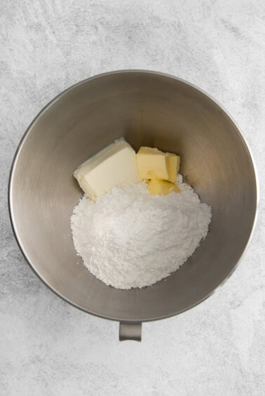 ingredients in mixer.