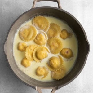 ravioli in cream sauce.