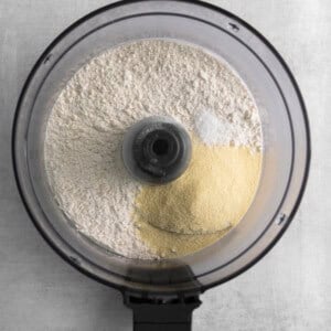 flour in food processor.