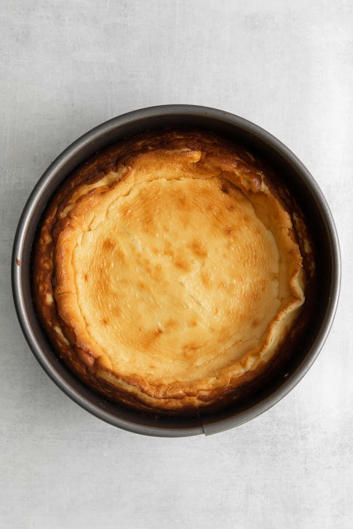 Mascarpone cheesecake in a cheesecake pan.