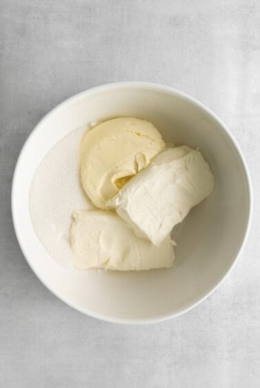 butter and sugar in a white bowl.