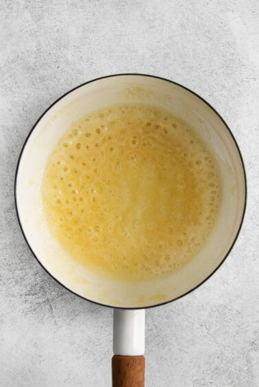 Flour and butter in a pan.