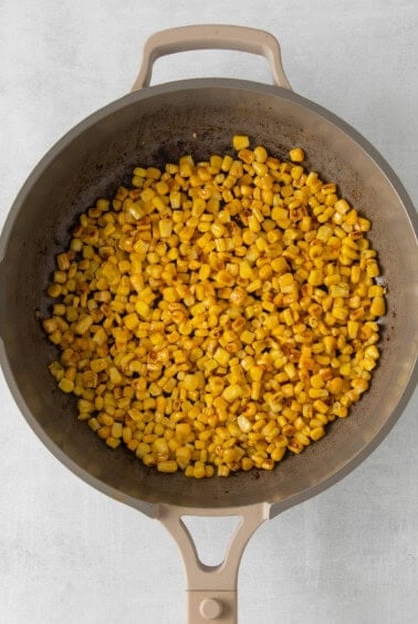 corn in skillet.