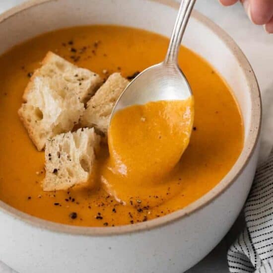 Cheese soup in a bowl.